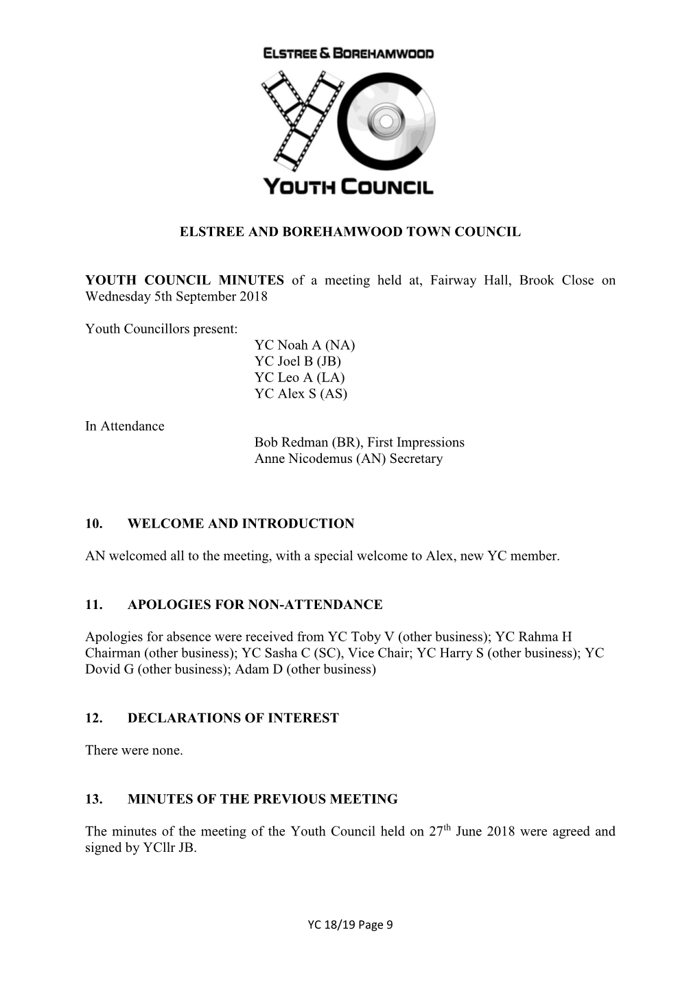 Elstree and Borehamwood Town Council Youth