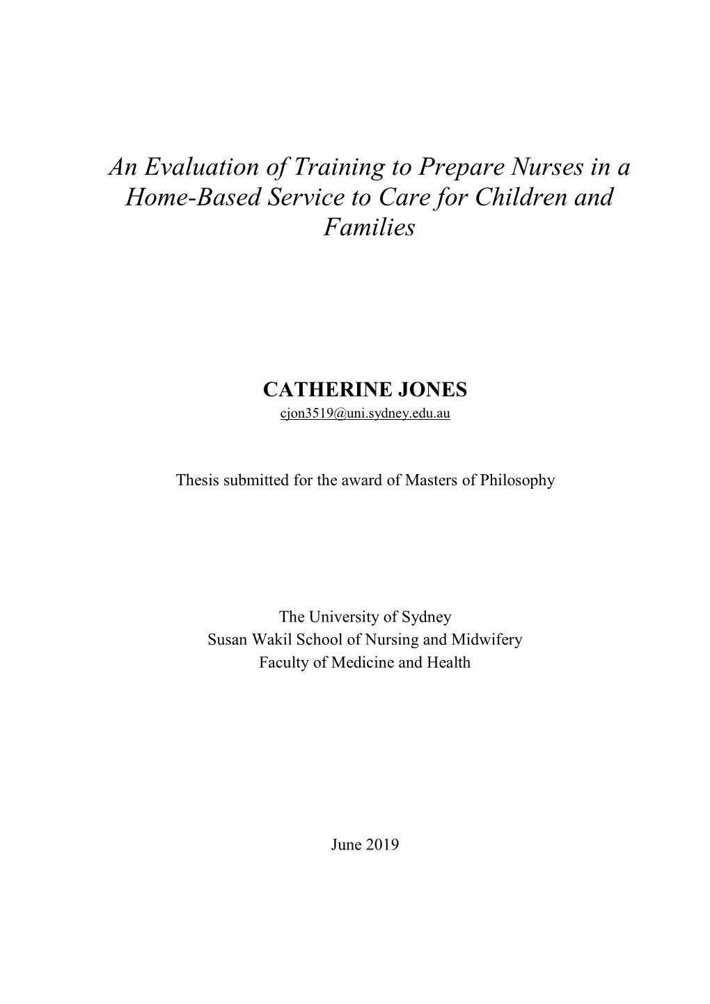 An Evaluation of Training to Prepare Nurses in a Home-Based Service to Care for Children and Families