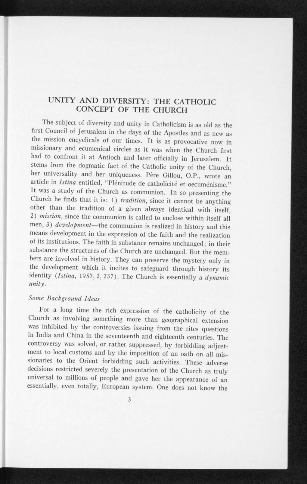 Unity and Diversity: the Catholic Concept of the Church