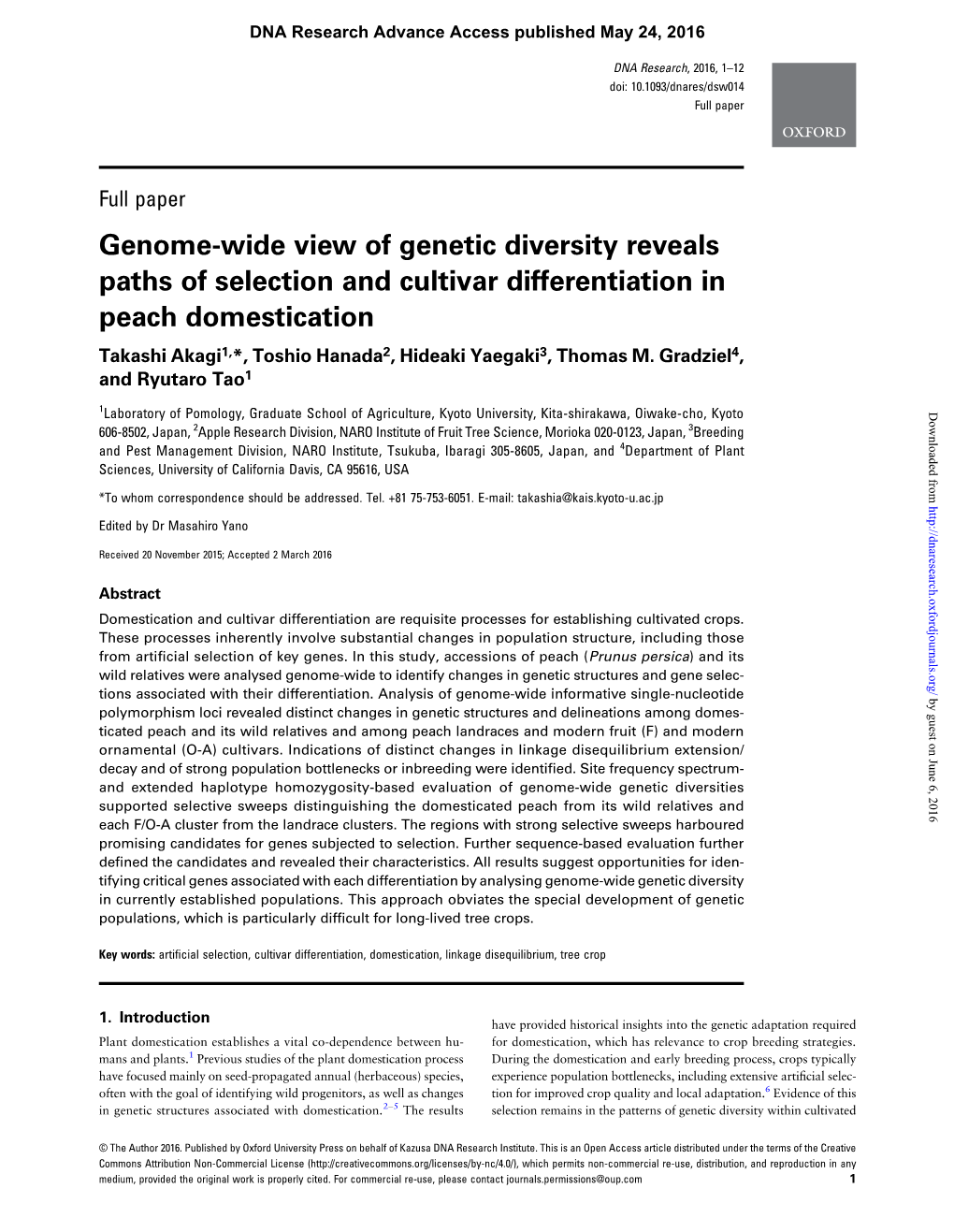 Genome-Wide View of Genetic Diversity Reveals Paths of Selection And