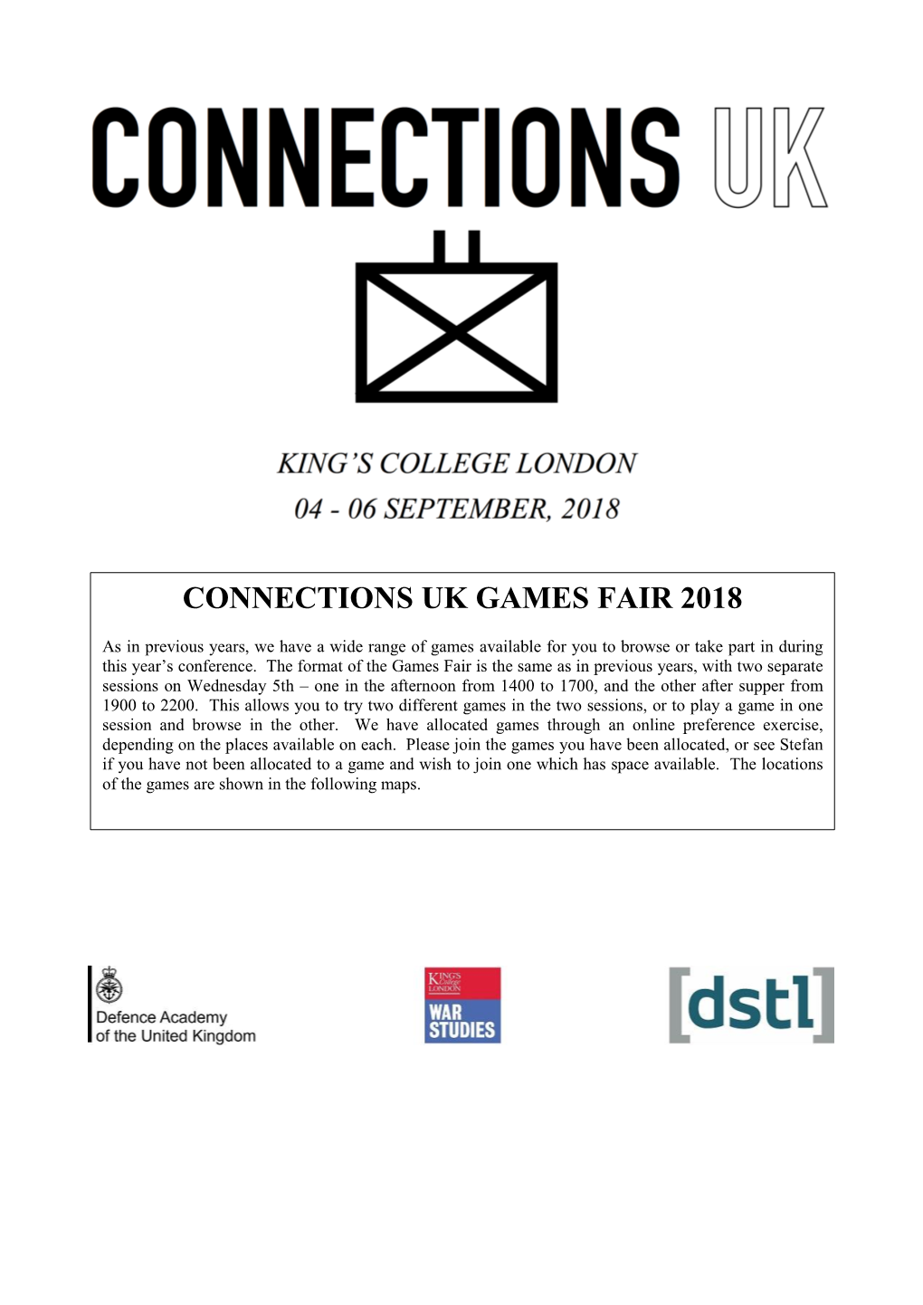 Connections Uk Games Fair 2018