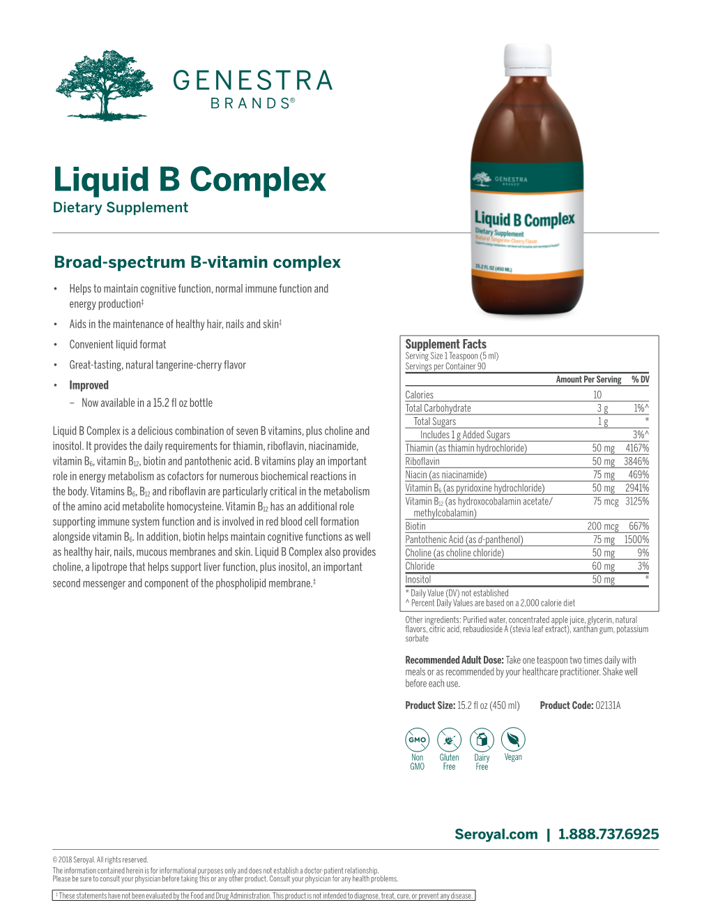 Liquid B Complex Dietary Supplement