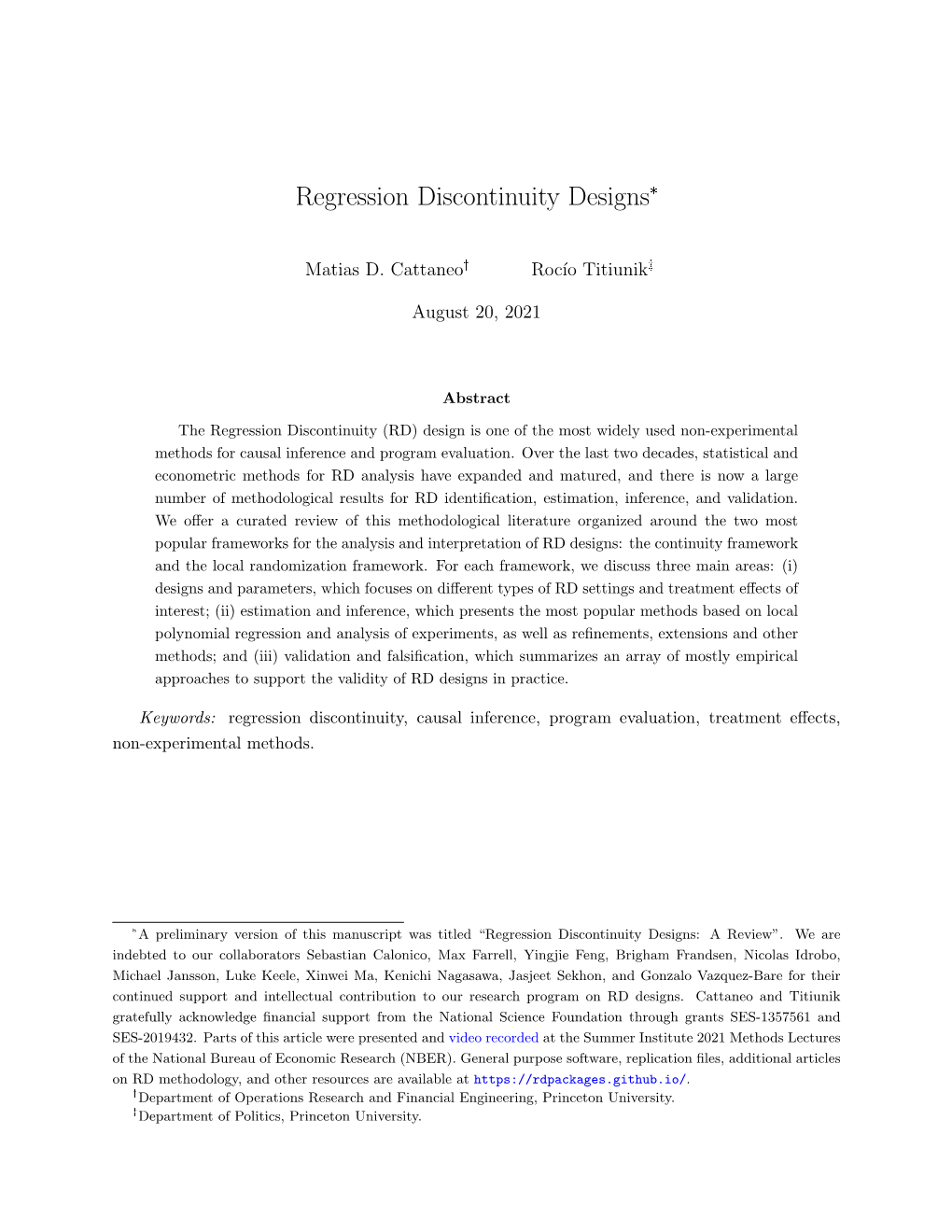 Regression Discontinuity Designs*