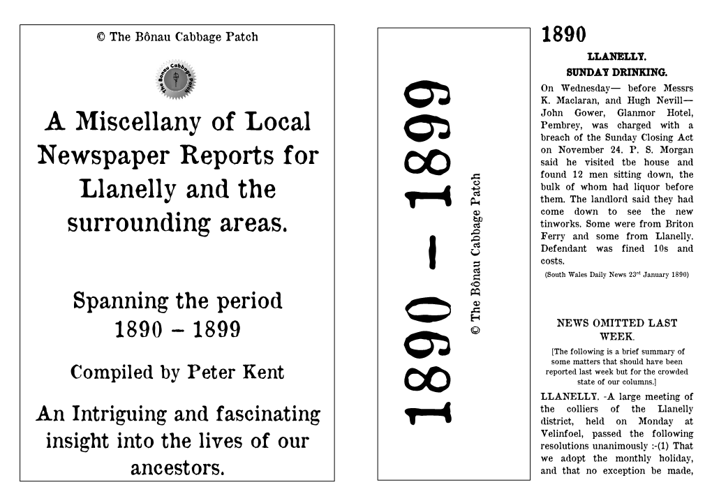 A Miscellany of Local Newspaper Reports for Llanelly and The