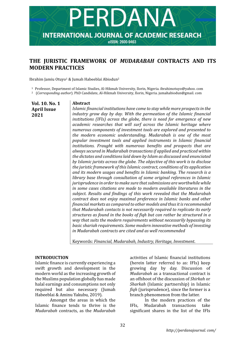 The Juristic Framework of Mudarabah Contracts and Its Modern Practices