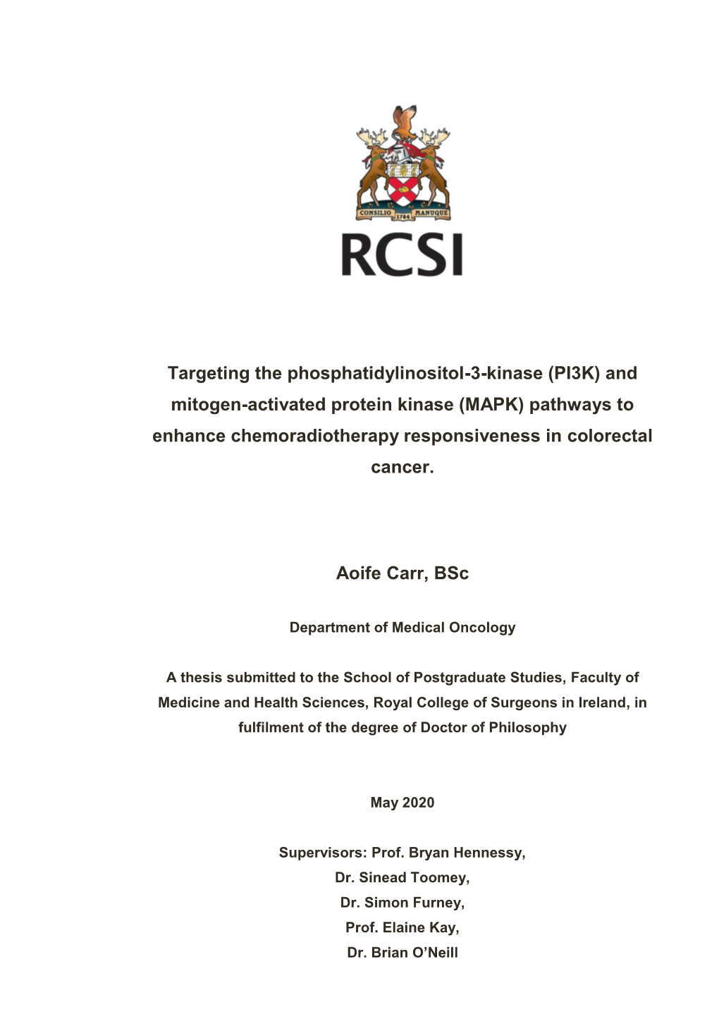 And Mitogen-Activated Protein Kinase (MAPK) Pathways to Enhance Chemoradiotherapy Responsiveness in Colorectal Cancer