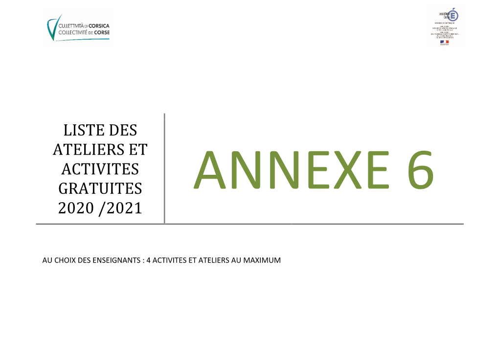 Liste Des Ateliers Et Activites Gratuites 2019/2020