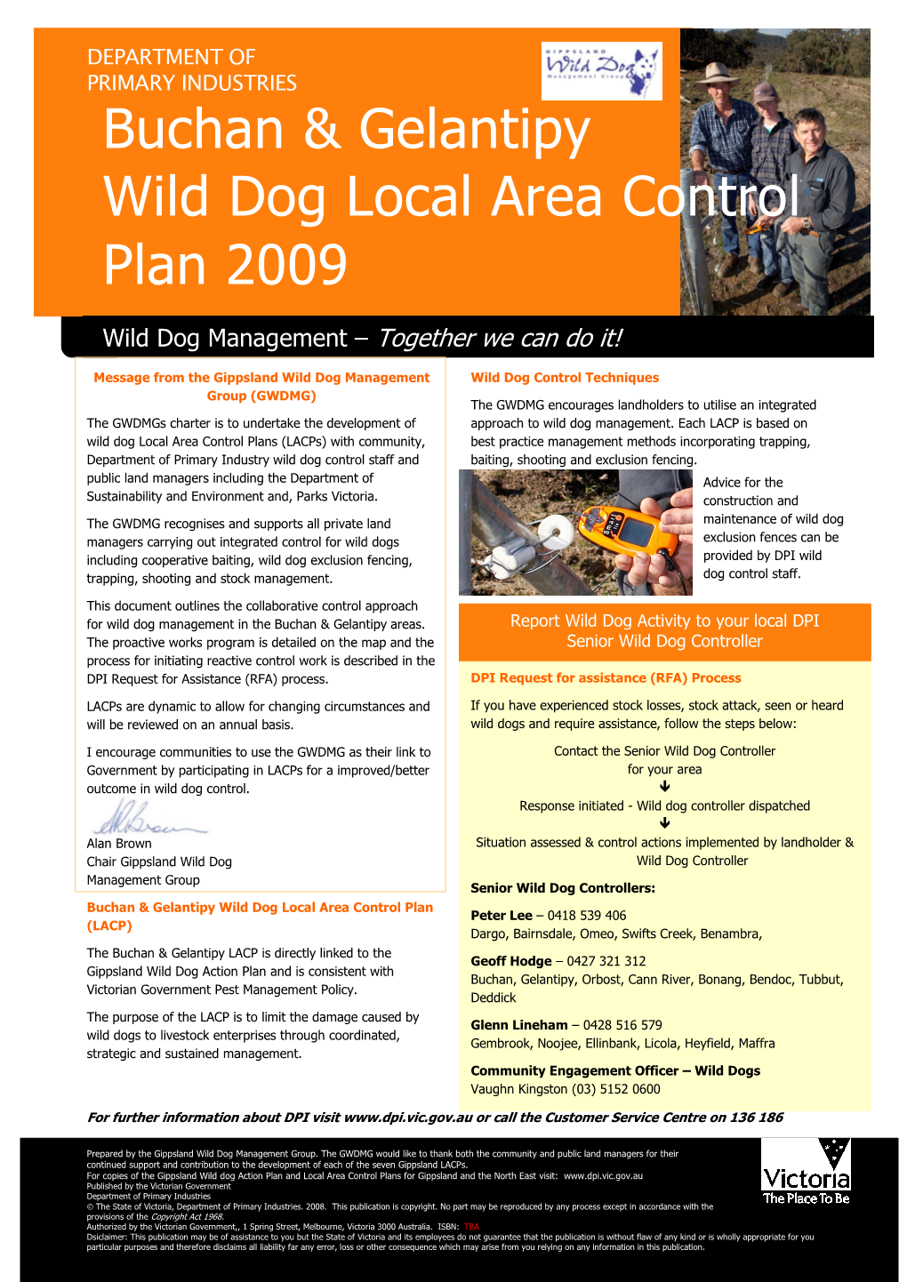 Buchan & Gelantipy Wild Dog Local Area Control Plan 2009