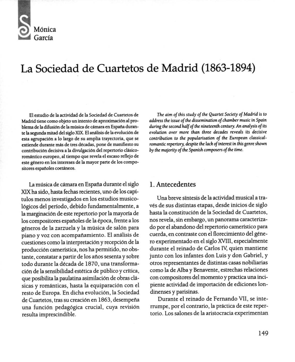 La Sociedad De Cuartetos De Madrid (1863-1894)