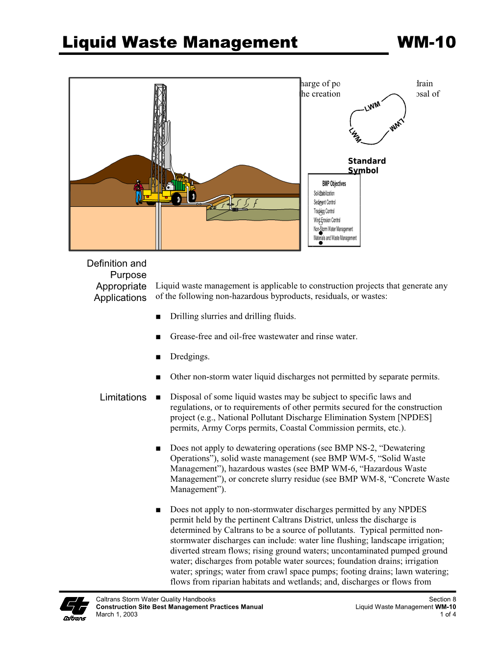 Construction Site Best Management Practices Manual Liquid Waste Management WM-10