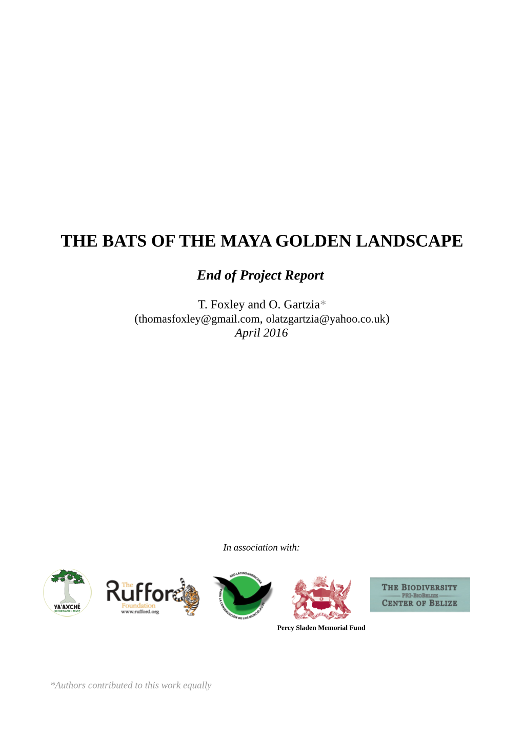 The Bats of the Maya Golden Landscape