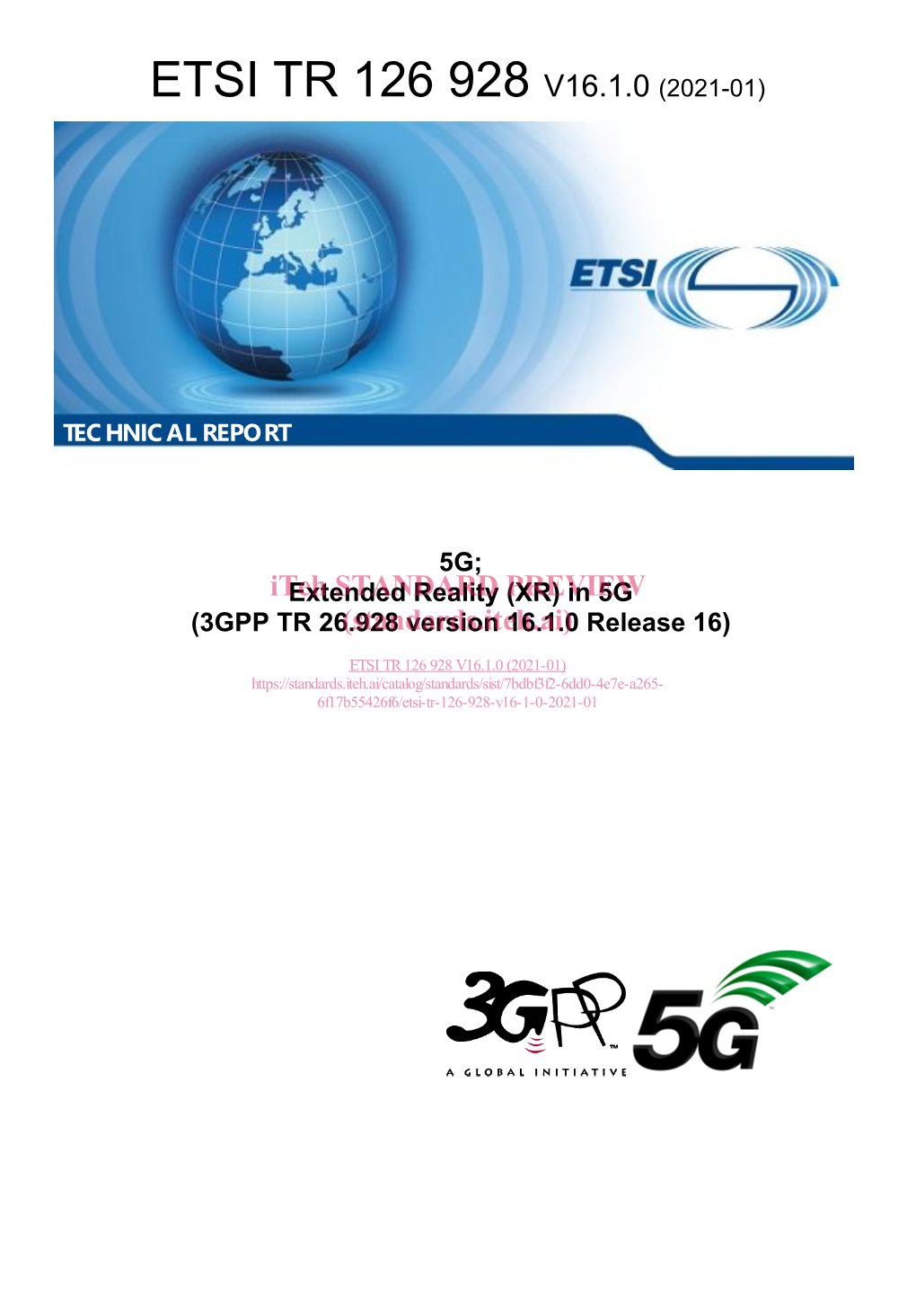 Etsi Tr 126 928 V16.1.0 (2021-01)