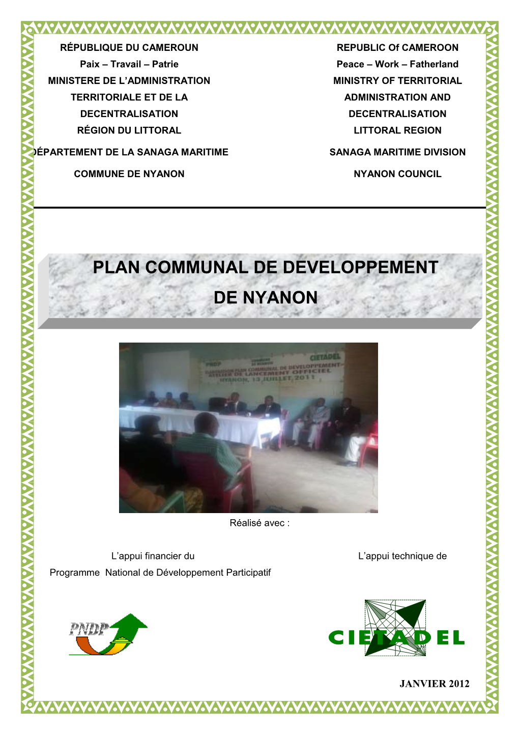 Plan Communal De Developpement De Nyanon