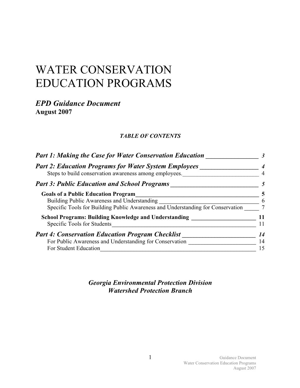 Water Conservation Education Programs
