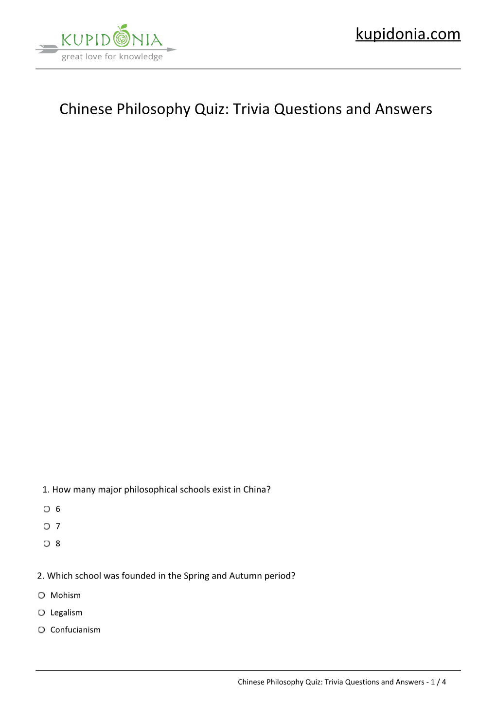 Chinese Philosophy Quiz: Trivia Questions and Answers