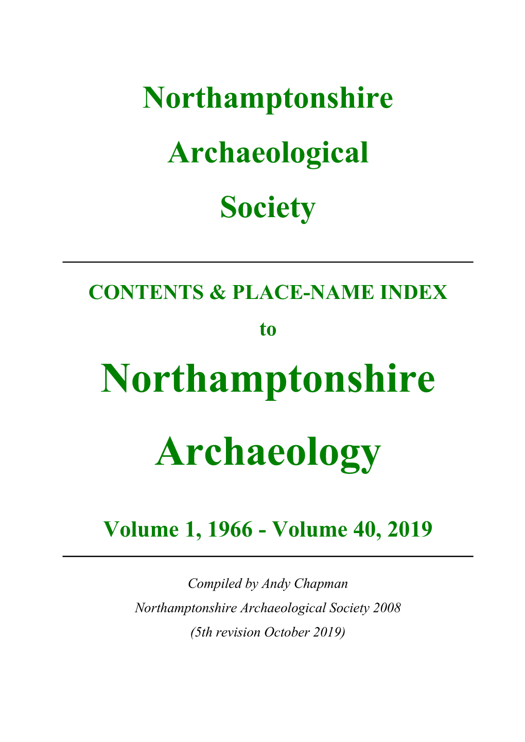 Northamptonshire Federation of Archaeological Societies 1966, 1 3