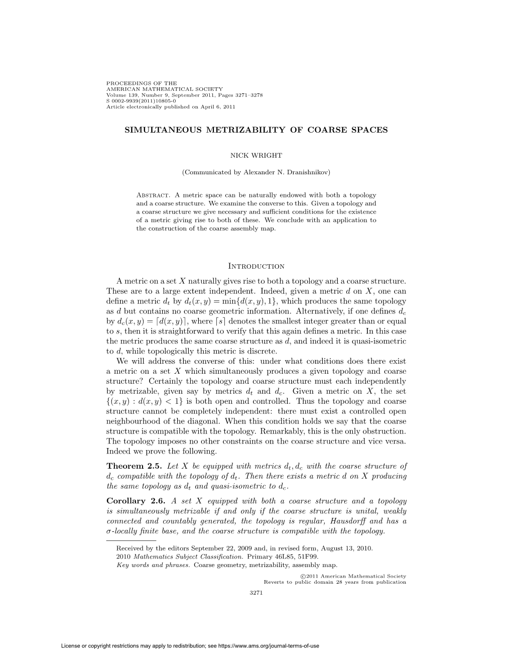 Simultaneous Metrizability of Coarse Spaces