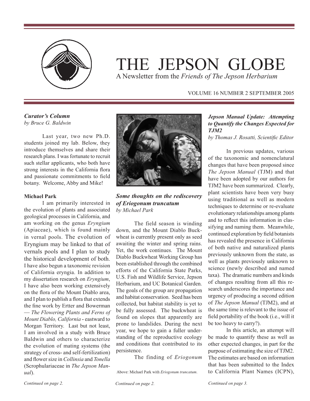 THE JEPSON GLOBE a Newsletter from the Friends of the Jepson Herbarium