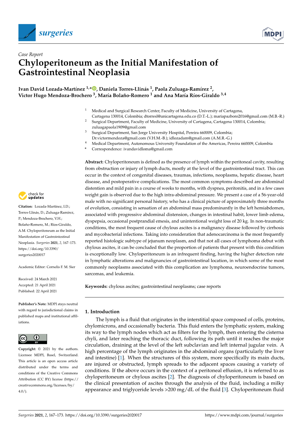Chyloperitoneum As the Initial Manifestation of Gastrointestinal Neoplasia