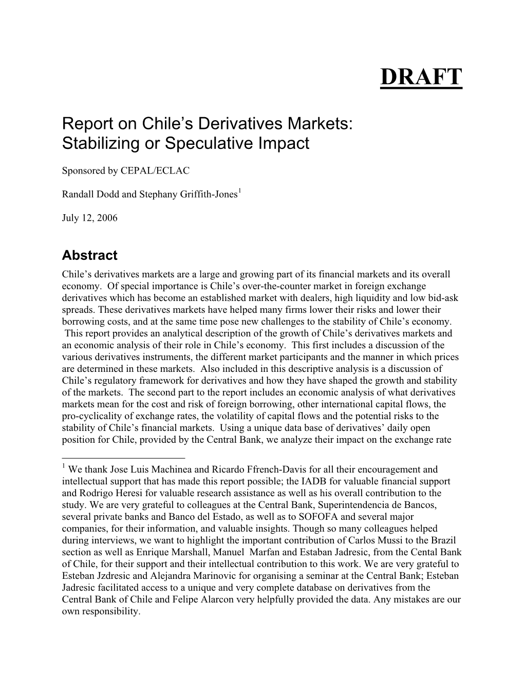 Report on Chile's Derivatives Markets