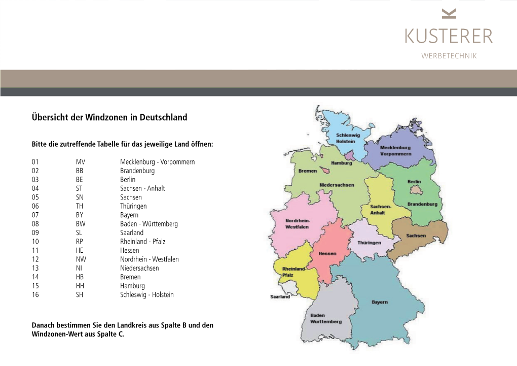 Übersicht Der Windzonen in Deutschland