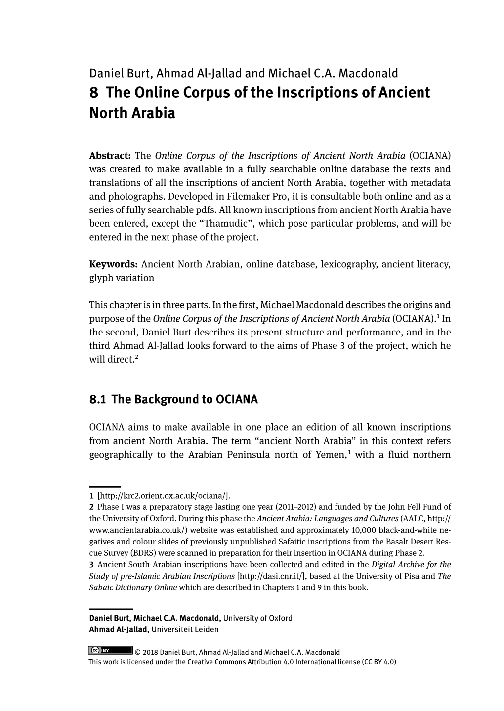 8 the Online Corpus of the Inscriptions of Ancient North Arabia