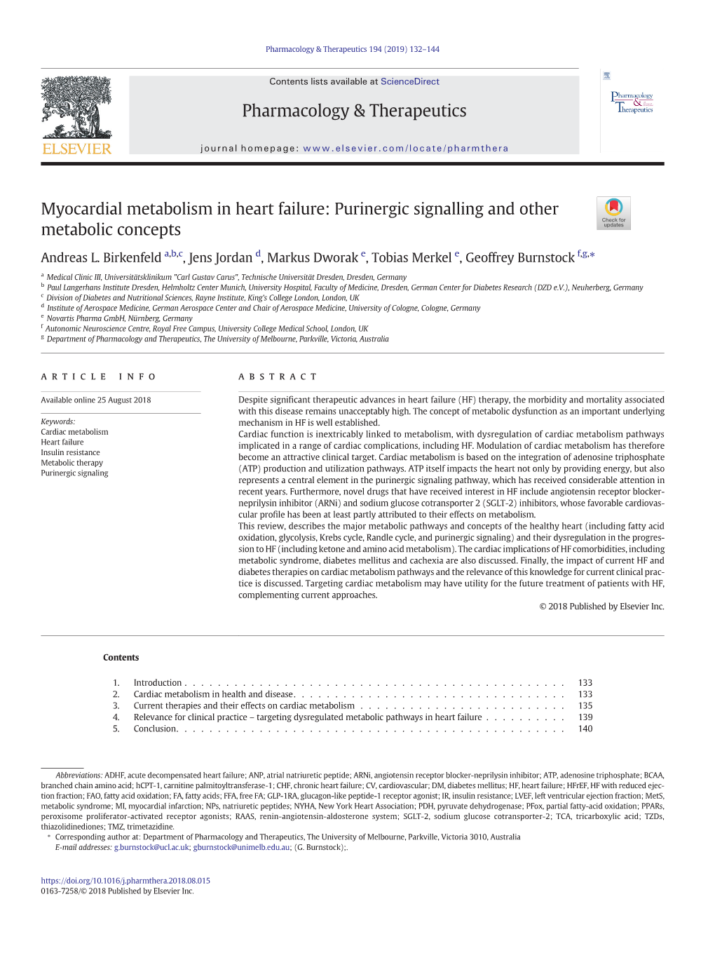 Myocardial Metabolism in Heart Failure: Purinergic Signalling and Other Metabolic Concepts