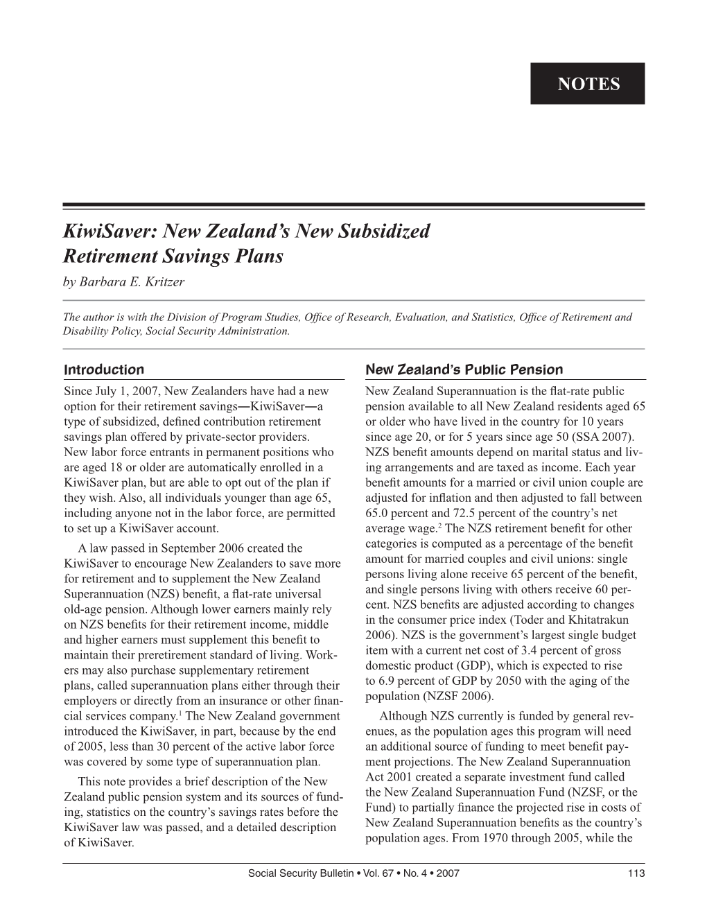 Kiwisaver: New Zealand's New Subsidized Retirement Savings Plans