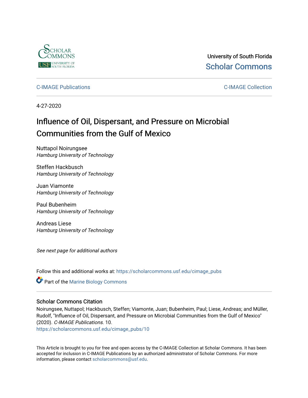 Influence of Oil, Dispersant, and Pressure on Microbial Communities from the Gulf of Mexico