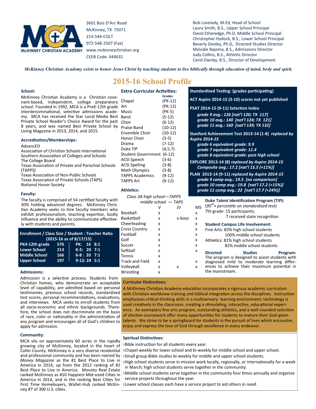 2015-16 School Profile