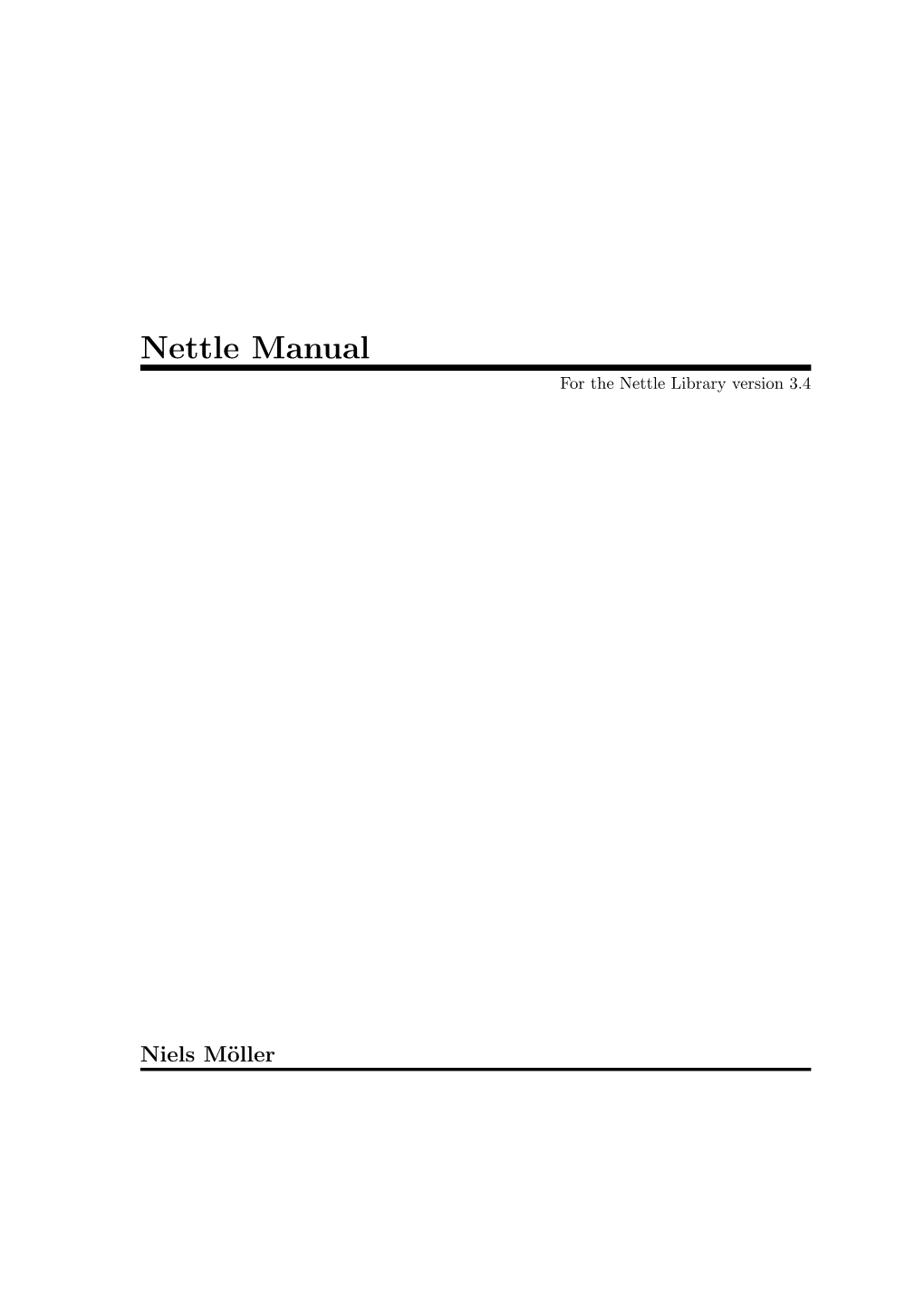 Nettle Manual for the Nettle Library Version 3.4