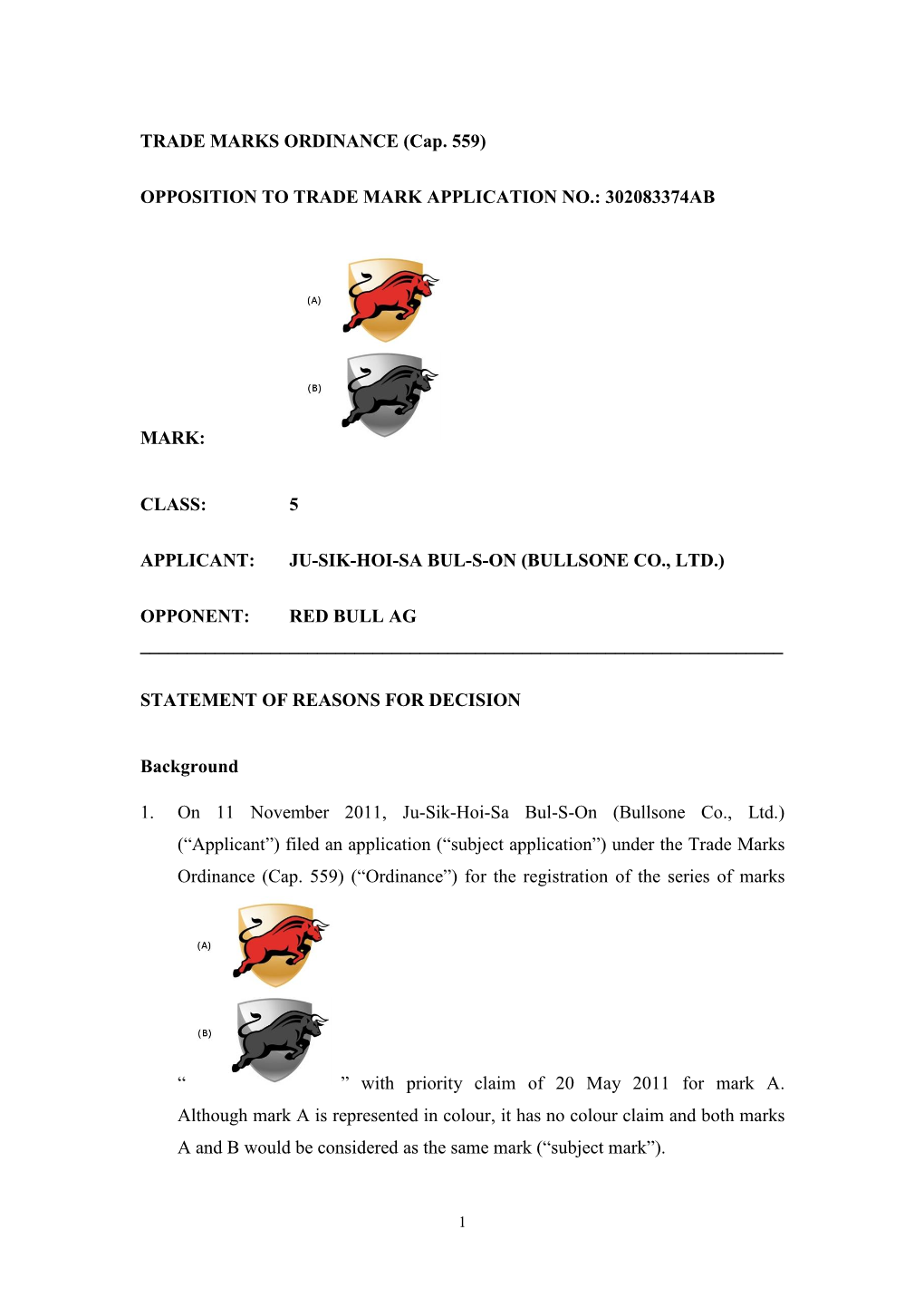 TRADE MARKS ORDINANCE (Cap