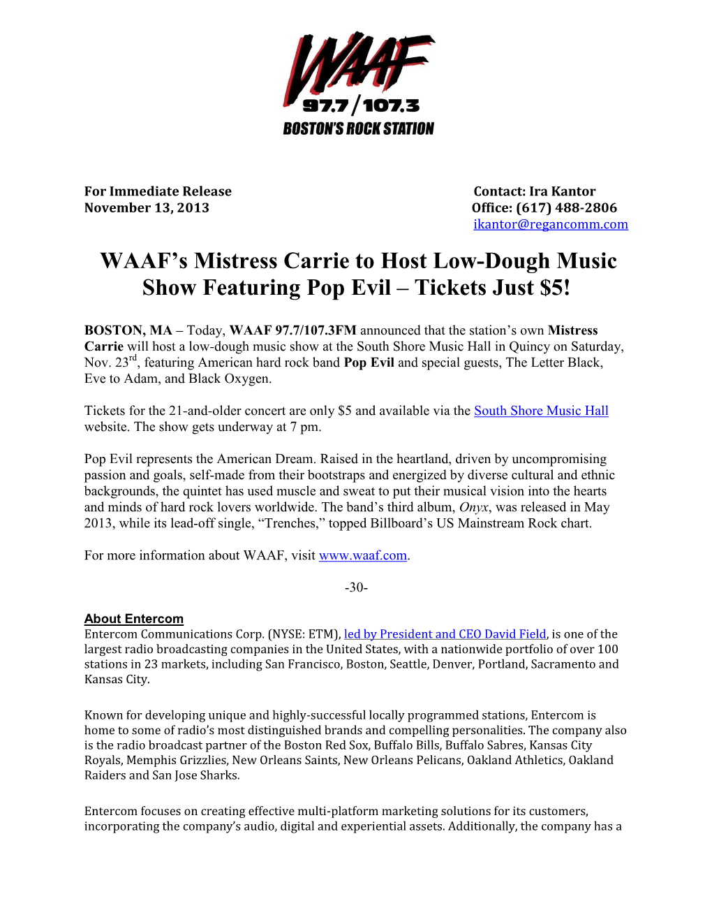 WAAF's Mistress Carrie to Host Low-Dough Music