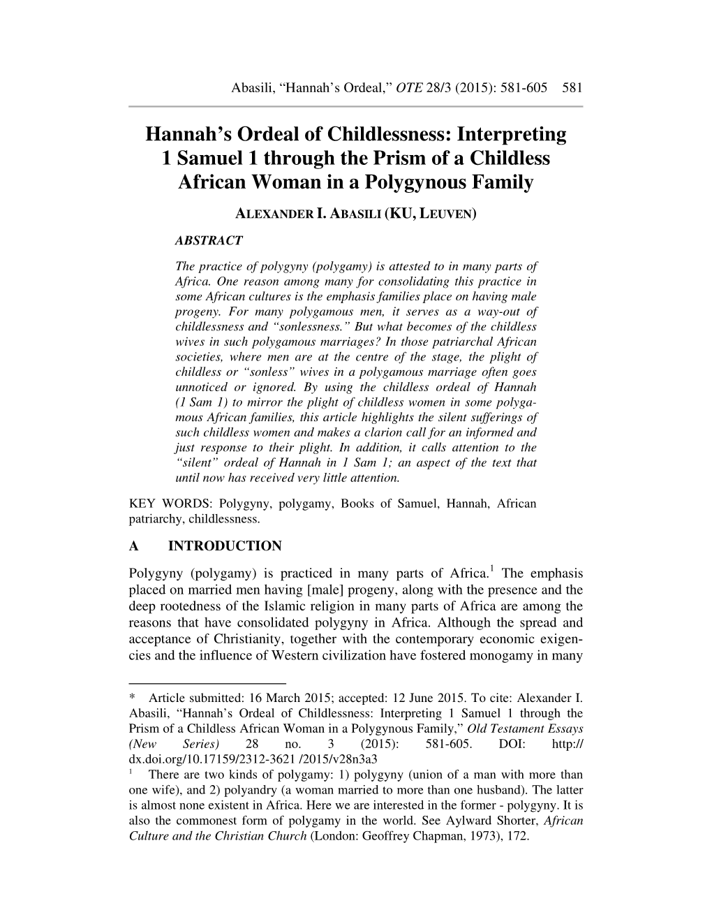 Hannah's Ordeal of Childlessness