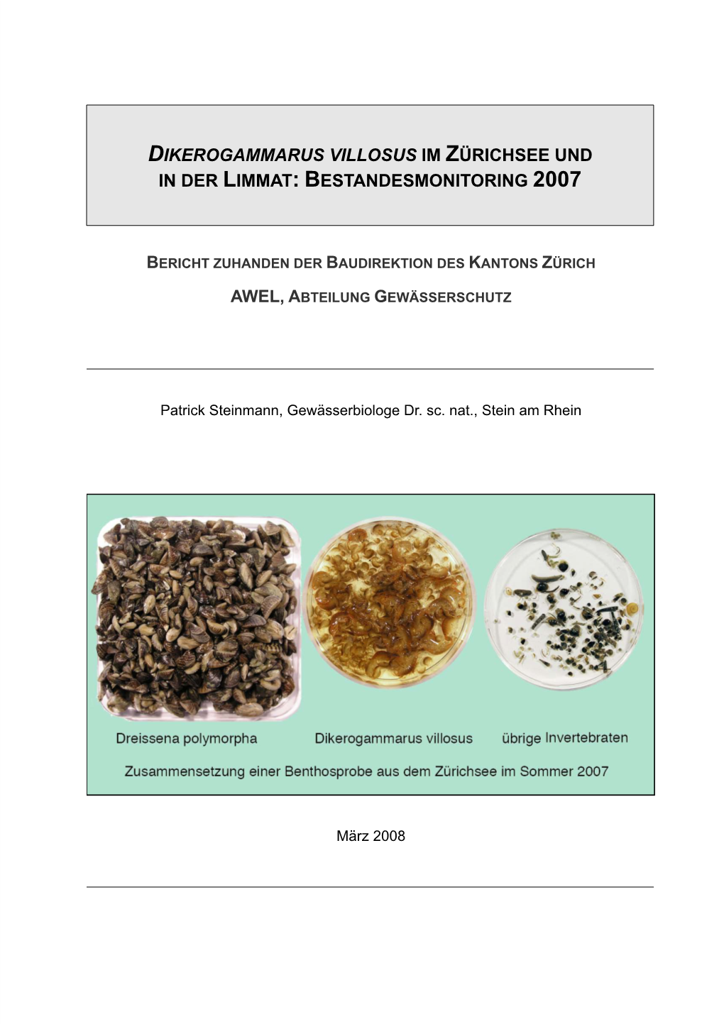 Dikerogammarus Villosus Im Zürichsee Und in Der Limmat: Bestandesmonitoring 2007