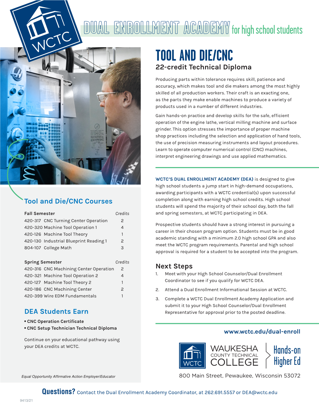 TOOL and DIE/CNC 22-Credit Technical Diploma