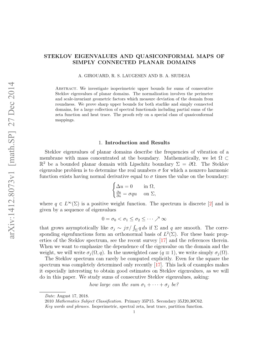 Steklov Eigenvalues and Quasiconformal Maps of Simply