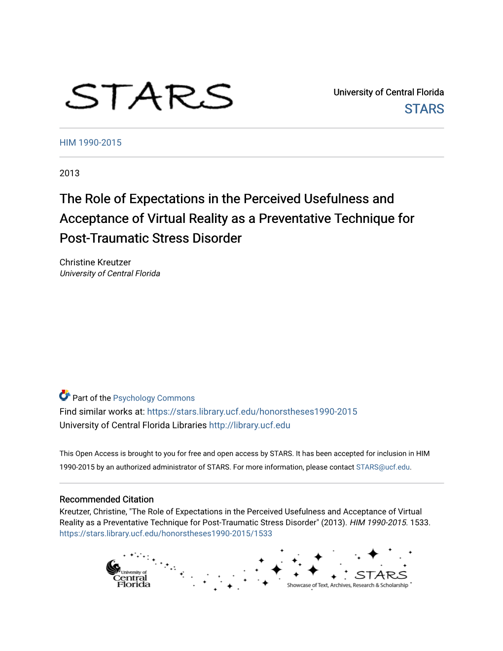 The Role of Expectations in the Perceived Usefulness and Acceptance of Virtual Reality As a Preventative Technique for Post-Traumatic Stress Disorder