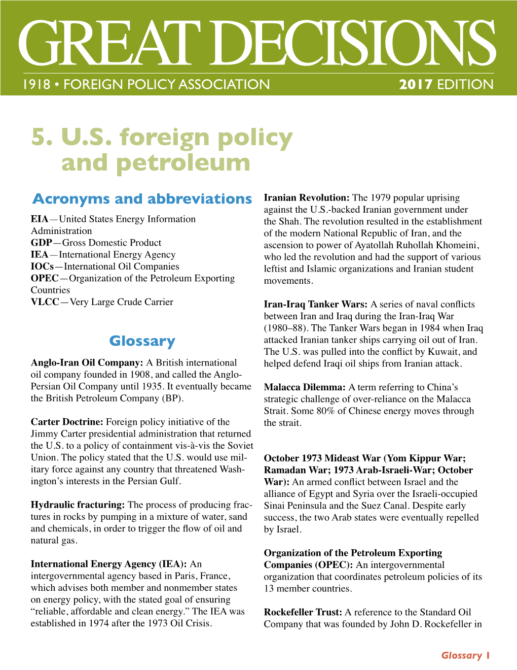5. US Foreign Policy and Petroleum