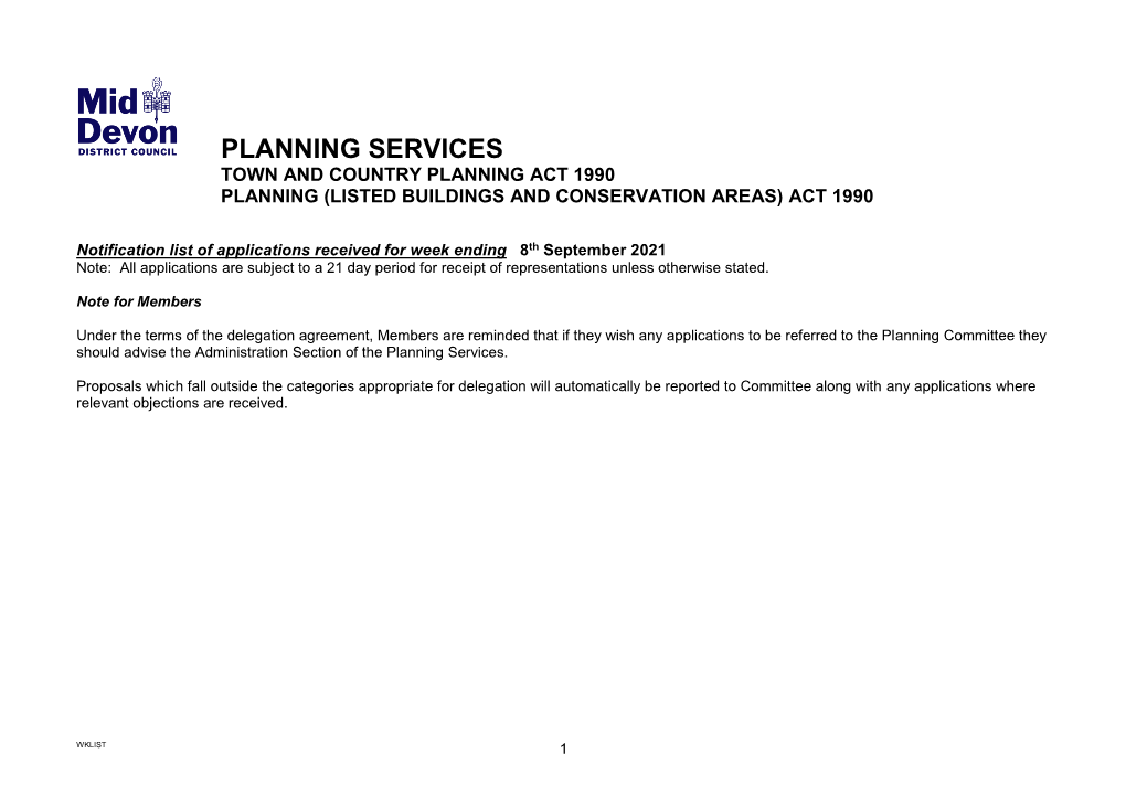 Planning Services Town and Country Planning Act 1990 Planning (Listed Buildings and Conservation Areas) Act 1990