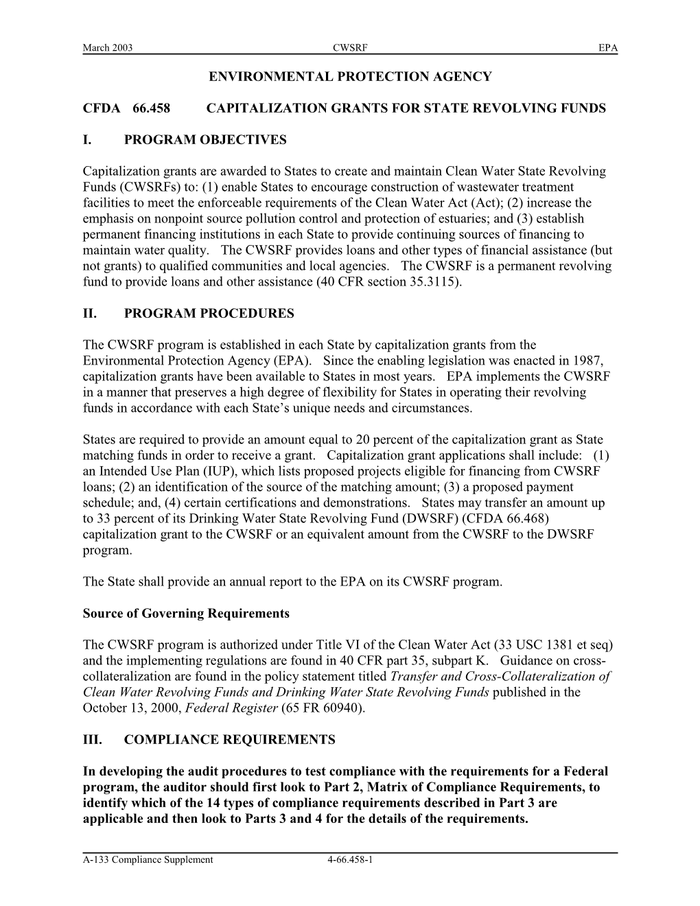 Capitalization Grants for Drinking Water State Revolving Fund