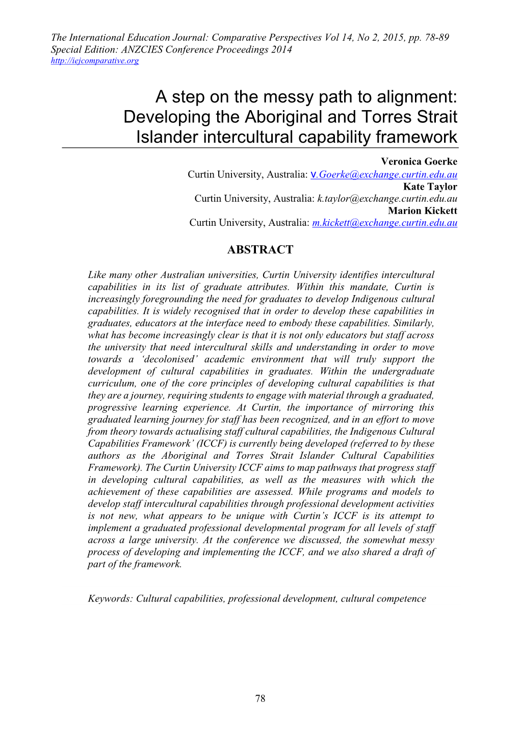 Developing the Aboriginal and Torres Strait Islander Intercultural