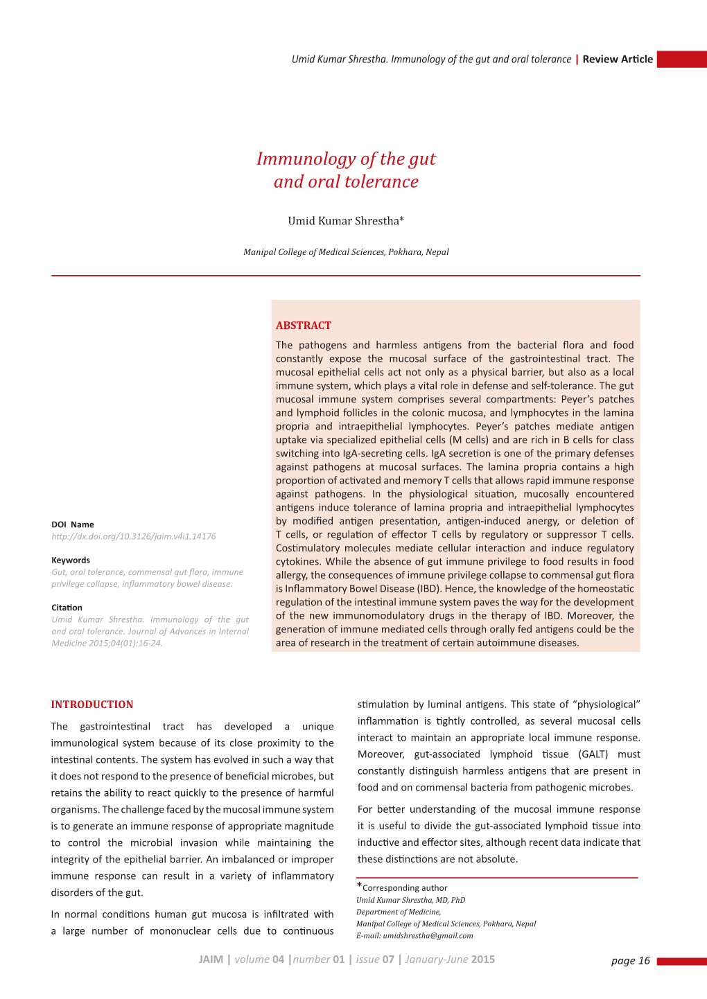 Journal of Advances in Internal Medicine Vol01 Issue01