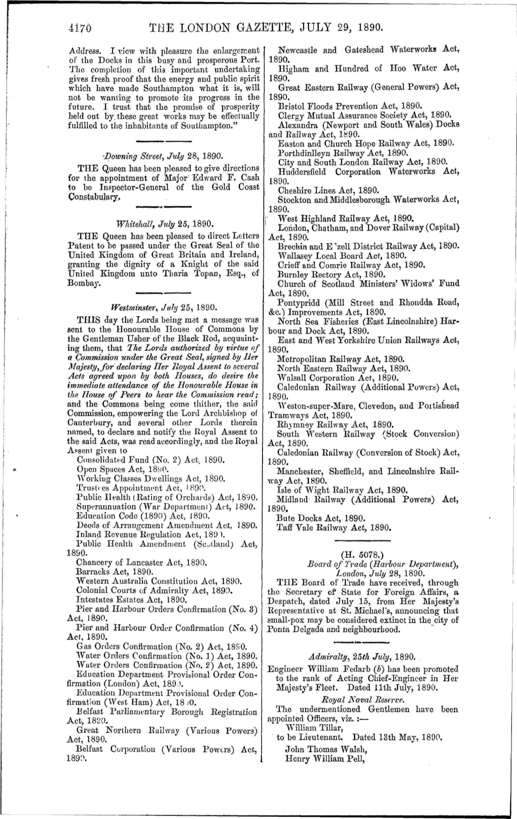 4176 the London Gazette, July 29, 1890