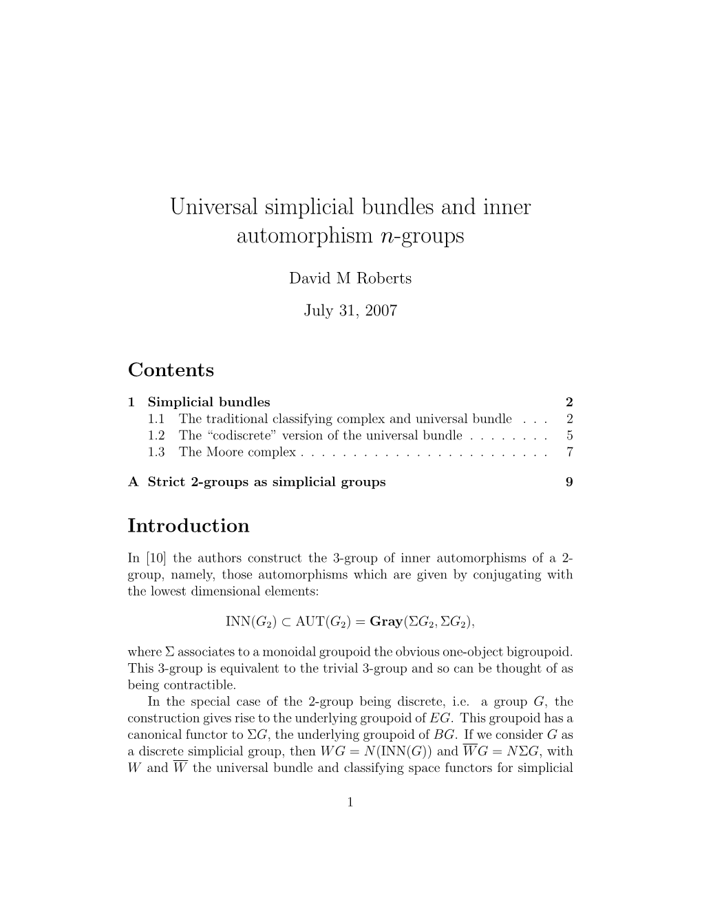 Universal Simplicial Bundles and Inner Automorphism N-Groups