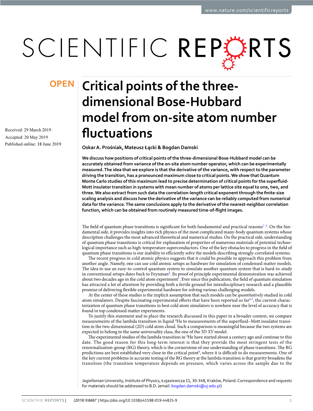 Dimensional Bose-Hubbard Model from On-Site Atom Number Fluctuations