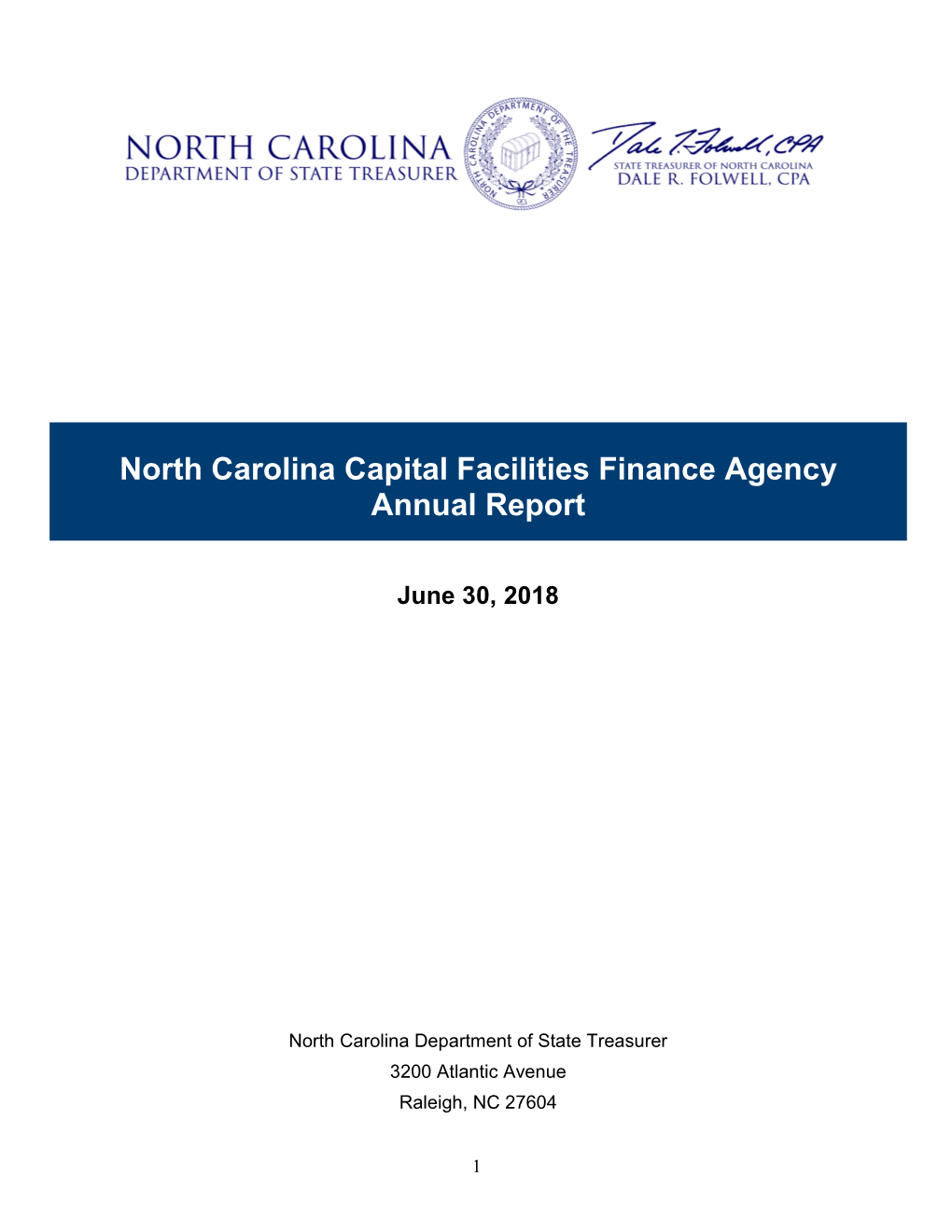 North Carolina Capital Facilities Finance Agency Annual Report