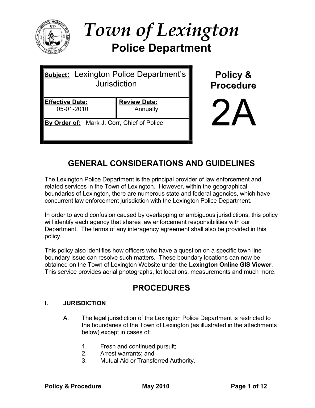 2A-Lexington Police Jurisdiction