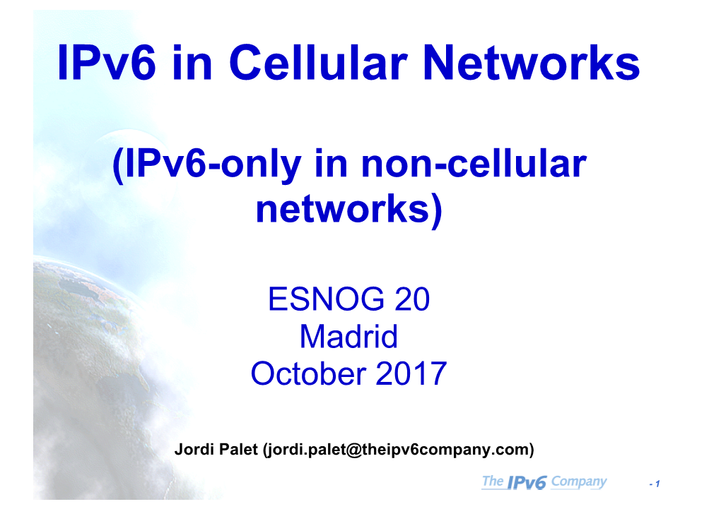 Ipv6-Only in Non-Cellular Networks)