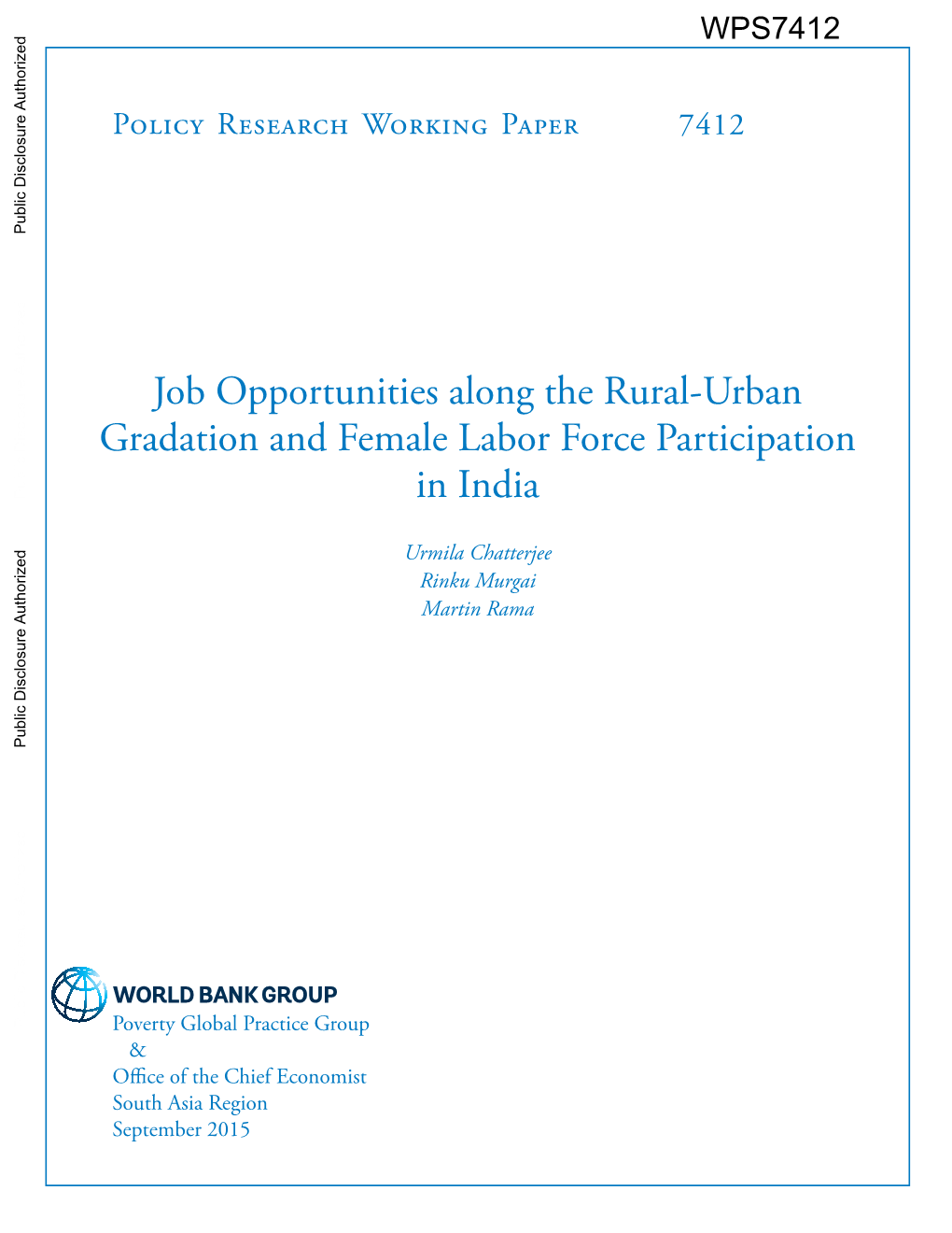 Job Opportunities Along the Rural-Urban Gradation and Female Labor Force Participation